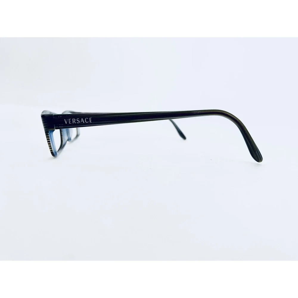 Versace Brown Blue Lucite Wood Style Rectangular Glasses Italy MOD 53 17 135